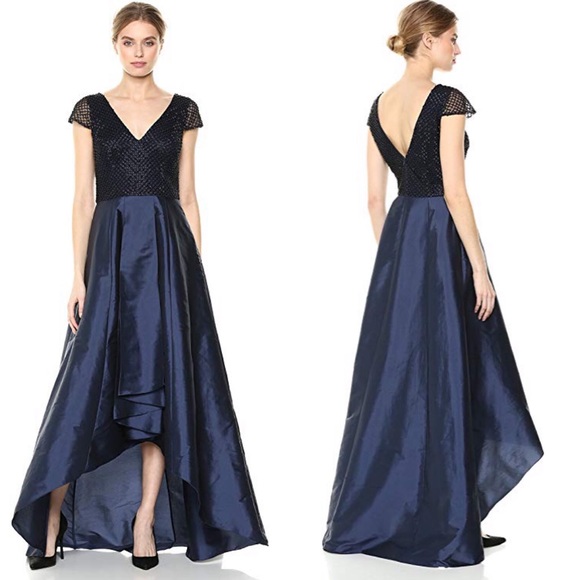 Adrianna Papell PLUS SIZE beaded high low cap sleeve gown - Picture 5 of 14